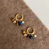Brincos Retro Maillard com Contas 2025 Novo Estilo Quente Brincos de Luxo Design de Nicho Feminino Brincos de Outono e Inverno