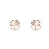 Pendientes Exquisitos de Plata Pura S999 con Forma de Trébol de Cuatro Hojas para Mujer, Diseño de Nicho de Lujo Ligero, Sensación de Alta Gama, Pendientes de Plata con Cierre de Mariposa en Forma de Corazón al por Mayor