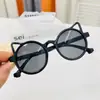 Venda direta da fábrica óculos de sol infantis armação redonda coreana anti-ultravioleta armação colorida de gelatina óculos de orelha de gato óculos de sol