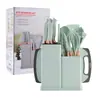 Sartén Antiadherente, Resistente a Altas Temperaturas, Silicona de Grado Alimenticio, Juego de 19 Piezas de Cuchillos de Cocina, Juego de Utensilios de Cocina de Silicona