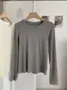 KEKEZOON Camiseta Básica Versátil de Cuello Redondo Hombro Recto Color Sólido Manga Larga Suave Capa Interior para Mujer 8462