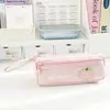 Estuche para lápices de color macaron muy atractivo y lindo, resistente al agua y a la suciedad, bolsa de papelería para estudiantes, caja de lápices de gran capacidad estilo ins