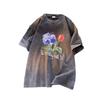 Camiseta Padrão Masculina Tendência Jovem Popular Ins Nova Tendência Elegante Estilo Urbano Gola Redonda Moda Outono Marca Masculina