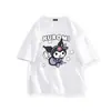 Camiseta Kawaii Sanrio Kuromi Anime Cartoon Fofo Gola Redonda