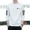 Moletom masculino, novo modelo primavera e outono 2025, gola redonda, corte solto, blusa de outono sem capuz, jaqueta de manga comprida para adolescentes