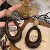 Colar de Madeira Estilo Zen Estilo Chinês para Mulheres Design de Nicho Corrente Versátil para Clavícula Corrente para Suéter Pingente Longo Joia Gargantilha