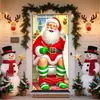 Cubierta de puerta del Grinch Navideño transfronteriza, decoración de puerta principal, colgante de puerta exterior para fiesta navideña, bandera feliz de monstruo navideño