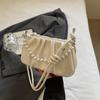 Bolso Bandolera Plegable de Cadena Transfronterizo Nubes Perla Bolso Cuadrado Pequeño para el Brazo Portátil Nuevo de Moda Bolso Bandolera Texturizado