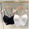 Estilo Hermana Seda de Hielo Espalda Hermosa Halter Tirante Pequeño Fijo Una Pieza con Almohadillas en el Busto Top Tubo Íntimos Sexy Hottie