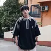 Camisa Polo Masculina de Manga Curta Cityboy Retrô Japonês Camiseta de Meia Manga Marca Tendência High Street Americana Manga de Cinco Pontos Pesada