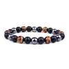Europeu e Americano transfronteiriço quente 8mm olho de tigre natural magnético pulseira de casal para yoga vidro all-match perda de peso pulseira feminina