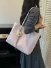 Bolso Tote Tejido Grande de Capacidad Estilo Coreano de Moda Transfronterizo para Mujer, Bolso de Hombro Versátil Casual para Viajar Color Sólido