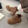 Botas Martin de Algodón Forrado para Mujer, Estilo Nuevo Otoño/Invierno 2026, Suela Gruesa, que Aumentan la Altura, Botines, con Cordones a la Moda, Botas de Trabajo, Versátiles Botas de Algodón