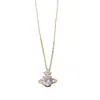 Moda de Nicho Diseño de Lujo Ligero Collar Colgante Emperatriz Saturno Temperamento Exquisito Simple Versátil Gargantilla Súper Brillante