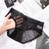 Nueva ropa interior de encaje de malla para mujer sexy francesa hueca transparente algodón tiro medio ropa interior para mujer entrepierna de algodón