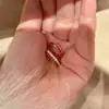 Pendientes de Doble Fila Completos de Diamante de Corindón Rojo, Pendientes de Lujo Ligero de Alta Gama con Piedras Preciosas de Colores y Diamante de Alto Carbono, Pendientes Color Oro Rojo Sangre de Paloma para Mujer