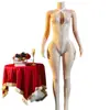 Yue Die Comercio Exterior Lencería Sexy Tirante Cruzado Abertura en la Entrepierna Estilo Europeo y Americano Body de Malla de una Pieza Medias de Malla Sexy Venta al por Mayor Zjl