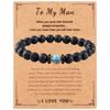 Amazon novo transfronteiriço pulseira de pedra vulcânica de 8mm pedra da lua obsidiana joias masculinas pulseira de venda quente atacado