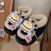 Botas de Nieve Lindas de Dibujos Animados de Abeja para Mujer, de Moda para Invierno, con Cordón, para Padres e Hijos, Bloques de Color