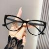 Gafas de Prescripción Retro con Montura Triangular Cat-Eye, Adecuadas para Rostros Redondos, Aspecto Natural, Gafas de Montura Grande para Mujer