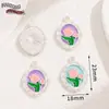 Monet Estilo Vintage Aleación Metálica Francés Retro Pintura al Óleo Feng Shui Rosa y Morado Colgante Colgante Plateado Accesorios DIY