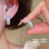 ¡Arete de Flor de Zircón Azul! Hebilla de Pendiente Flor de Zircón Azul Chapada en Oro Real de 18K Pendientes de Temperamento Dulce Accesorio de Pendiente de Alta Gama