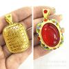 Pingente Antigo de Calcedônia em Forma de Cabaça com Incrustações de Ouro com Buda Dourado e Mantra de Seis Palavras, Item de Promoção de Bem-Estar, Novo Estilo Chinês