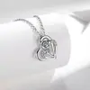 Collar con Colgante de Flor de Rosa en Forma de Corazón Estilo Europeo y Americano Transfronterizo para Mujer, Cadena para Clavícula de Diseñador con Colgante Doble Corazón Microincrustado de Circonita