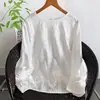 Top de bordado pesado estilo coreano, camisa tipo suéter holgada de algodón puro con cuello redondo en estilo cortesano para mujer, primavera