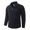 Jaqueta Suéter Gola Alta Meio Zíper Estilo Americano para Comércio Exterior Transfronteiriço Outono e Inverno Tricô Trançado Solta Casual Masculino Tricô Suéter