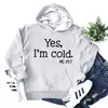 Amazon sí tengo frío yo Letras Casual Dama Nuevo Holgado Sudadera con Capucha Camisa de Manga Larga
