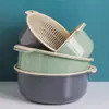 Lavabo Doble Capa para Verduras de Cocina con Cesta Escurridora, Lavabo Redondo Multifuncional de Plástico para Lavar Verduras para Uso Doméstico, Cesta para Lavar Frutas