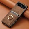 Adequado para Motorola Moto Razr70 Capa de Celular de Couro Liso com Porta-Cartões com Suporte de Anel Capa Protetora de PU Razr70U