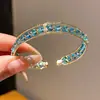 Pulsera abierta de tres capas de vidrio con circonita cúbica estilo coreano, un accesorio elegante y versátil, joyería de lujo moderna y ligera, al por mayor