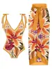 [Traje de baño de estilo festivo para mujer] patrón personalizado estampado multicolor mono vestido de gasa protector solar Amazon Europeo y Americano