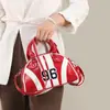 Bolsa de mão feminina, bolsa tote pequena, bolsa de ombro, bolsa tote listrada de alta qualidade, estruturada rígida vermelha
