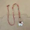 Colar Longo de Corda Colorida Tecida de Cachorro Dachshund Amor Maçã Fofo e Fofo Temperamento Feminino Combina com Tudo Corrente de Lã