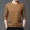 Estilo Nuevo de Primavera y Otoño Camisa Polo Waffle de Manga Larga Camiseta de Manga Larga Cuello Redondo Color Sólido Capa Base Sudadera para Hombre