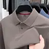 Camisa polo de cuello estilo business para hombre, top de punto de manga larga, camiseta casual versátil para hombres de mediana edad y mayores