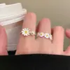 Anel Pérola Florzinha Margarida para Mulheres, Anel Aberto Fresco Simples e Doce, Design de Nicho para Empilhar no Dedo Indicador
