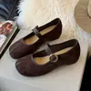 Zapatos de mujer vintage de gamuza estilo francés, nueva colección de otoño 2026, impresionantes zapatos Mary Jane Birkenstock con plataforma interior, zapatos de ballet