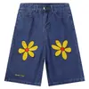 Jeans Originales con Estampado de Flores de Dopamina para Hombres y Mujeres, Pantalones Casuales Rectos de Pierna Ancha para Adolescentes y Parejas, Pantalones Cortos de Verano