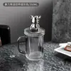 Celebridad de Internet Oso Violento Vaso de Vidrio Transparente para el Hogar de Gran Capacidad con Tapa y Asa Taza de Chica de Aspecto Elegante