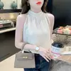 Top de Cuello Estilo Hong Kong para Mujer Tirantes sin Mangas Chaleco Sentido del Diseño Atuendo de Nicho Belleza Hombro Elegante Estilo Verano Francés