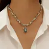 Collar y Pulsera de Acrílico Irregular con Colgante de Diamante Negro de Lujo Ligero Transfronterizo Europeo y Americano para Mujer Otoño e Invierno
