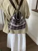 Bolsa Tote Xadrez Retrô para Mulheres 2025 Nova Bolsa de Ombro de Grande Capacidade Estilo Preppy Bolsa para o Dia a Dia Mochila Casual