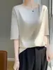 Diseño de Camiseta de Manga Corta para Mujer Satén No de Seda Top de Manga Corta Camiseta de Manga Corta de Seda de Gama Alta para Mujer Camiseta para Mujer
