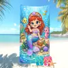 Toalla de Playa Temu Transfronteriza Más Vendida Lindo Dibujo Animado Estampado de Animales Marinos La Sirenita Toalla de Baño Infantil