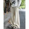 Pantalones Casuales de Lino Imitación Estilo Old Money para Hombre, Verano Ligeros Transpirables de Secado Rápido, Pierna Ancha con Corte Recto Caído