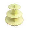 Estante de papel para pasteles de tres niveles, directo de fábrica, personalizado, con estampado dorado, para fiesta de cumpleaños, boda, desechable, expositor de postres